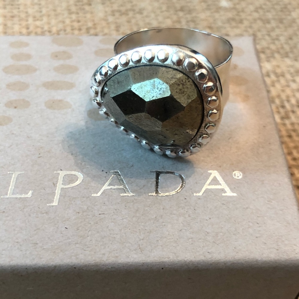 Silpada Pyrite Sterling Silver Fantasy Ring Sz 10